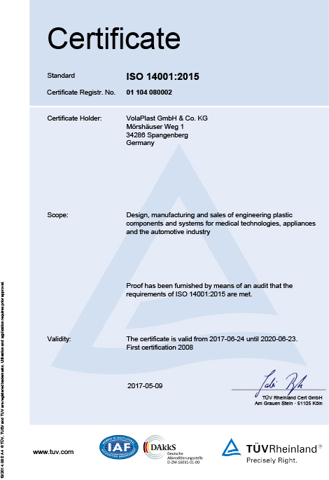 Qualit&auml;t und Umwelt - Zertifikat-14001